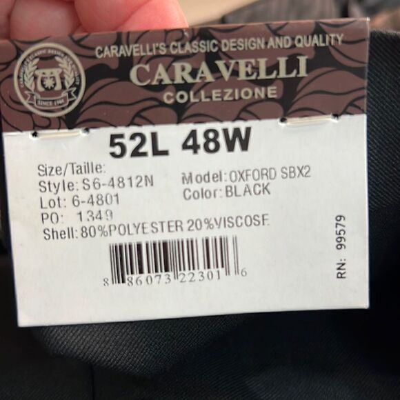Caravelli Collezione Black Flat Front Dress Pants 48/38 NWT - Picture 3 of 12